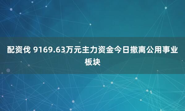 配资伐 9169.63万元主力资金今日撤离公用事业板块