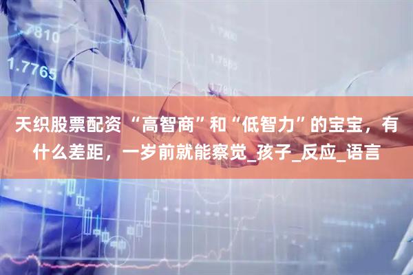 天织股票配资 “高智商”和“低智力”的宝宝，有什么差距，一岁前就能察觉_孩子_反应_语言