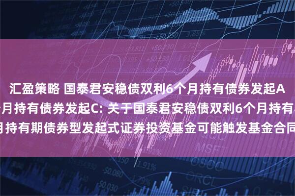 汇盈策略 国泰君安稳债双利6个月持有债券发起A,国泰君安稳债双利6个月持有债券发起C: 关于国泰君安稳债双利6个月持有期债券型发起式证券投资基金可能触发基金合同终止情形的提示性公告