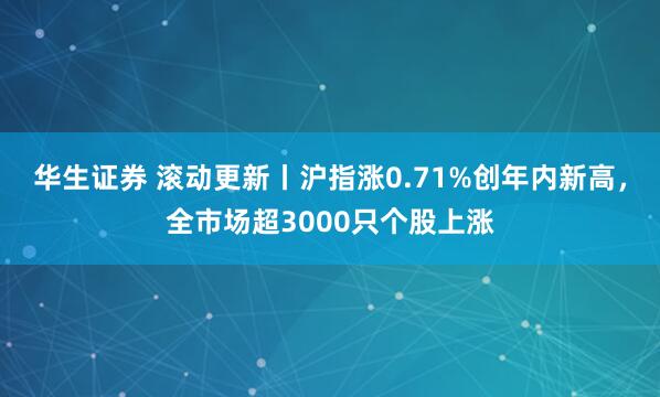华生证券 滚动更新丨沪指涨0.71%创年内新高,全市场超3000只个股上涨