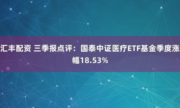 汇丰配资 三季报点评:国泰中证医疗ETF基金季度涨幅18.53%