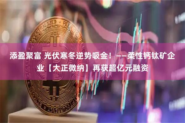 添盈聚富 光伏寒冬逆势吸金!——柔性钙钛矿企业【大正微纳】再获超亿元融资